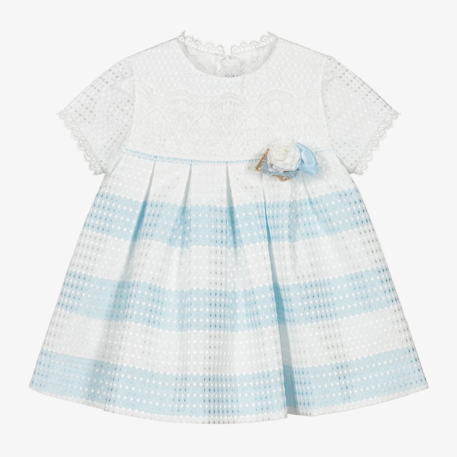 Miranda Baby Girls White & Blue Stripe Dress 3 Miranda Baby Girls White & Blue Stripe Dress