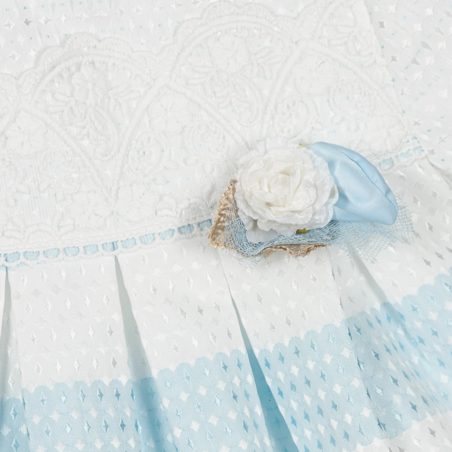 Miranda Baby Girls White & Blue Stripe Dress 5 Miranda Baby Girls White & Blue Stripe Dress - Image 3