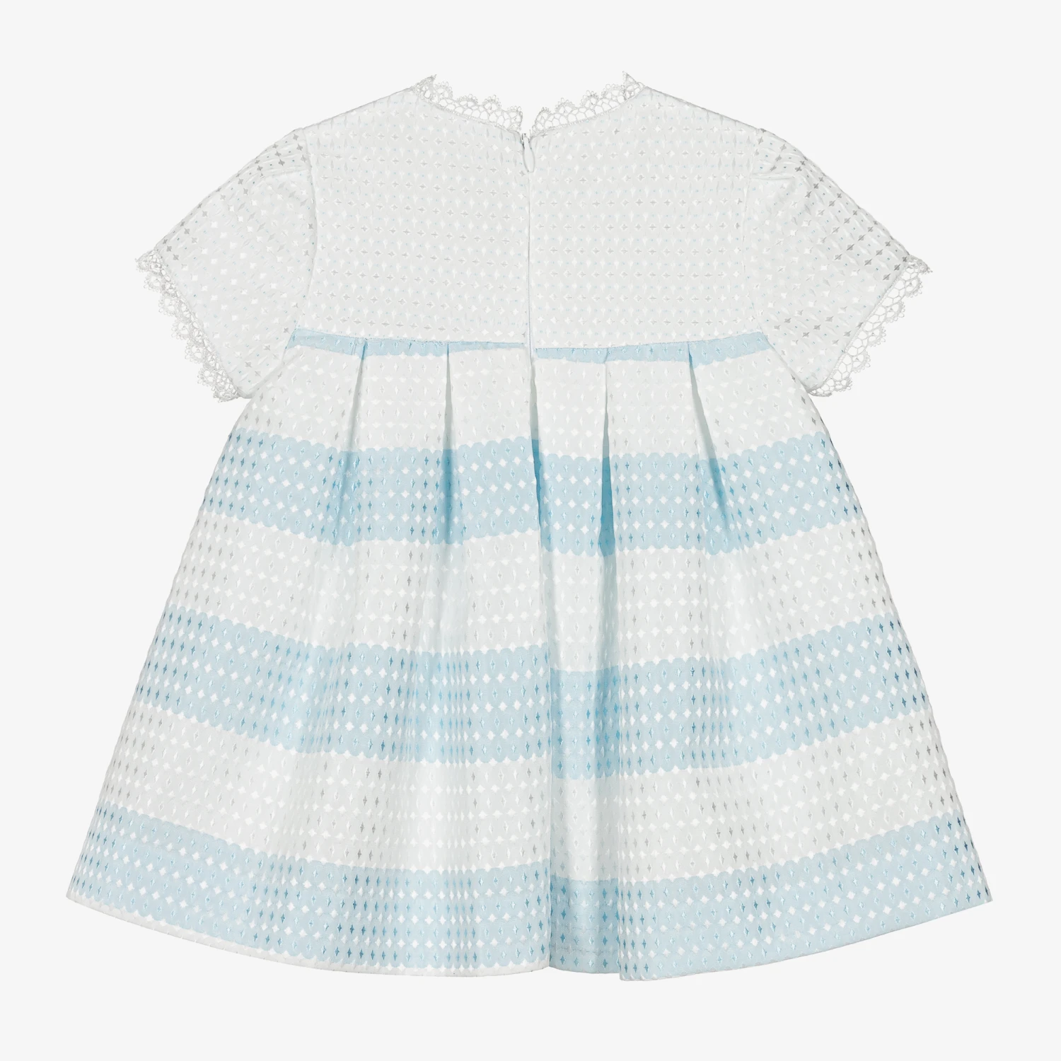 Miranda Baby Girls White & Blue Stripe Dress 4 Miranda Baby Girls White & Blue Stripe Dress - Image 2