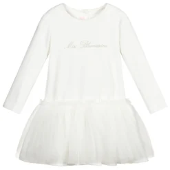 Miss Blumarine Ivory Jersey & Tulle Dress