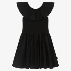 Molo Teen Girls Black Cotton Ruffle Dress