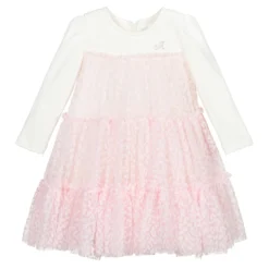Monnalisa Ivory & Pink Tulle Skirt Dress