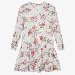 Monnalisa Teen Girls Ivory Jersey Dress