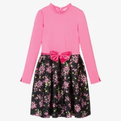 Monnalisa Teen Girls Pink & Black Dress