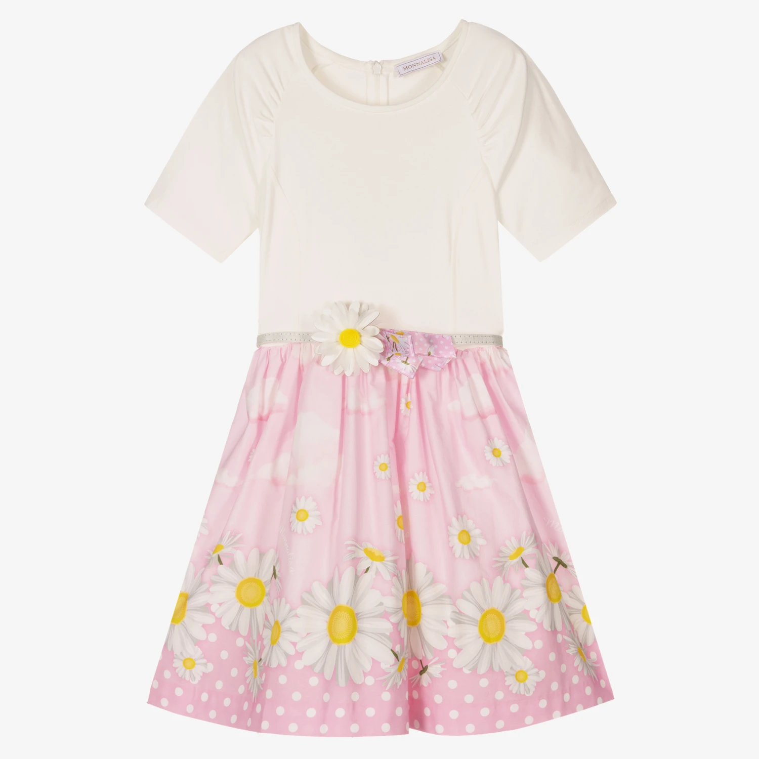 Monnalisa Teen Girls Pink Daisy Dress 3 Monnalisa Teen Girls Pink Daisy Dress