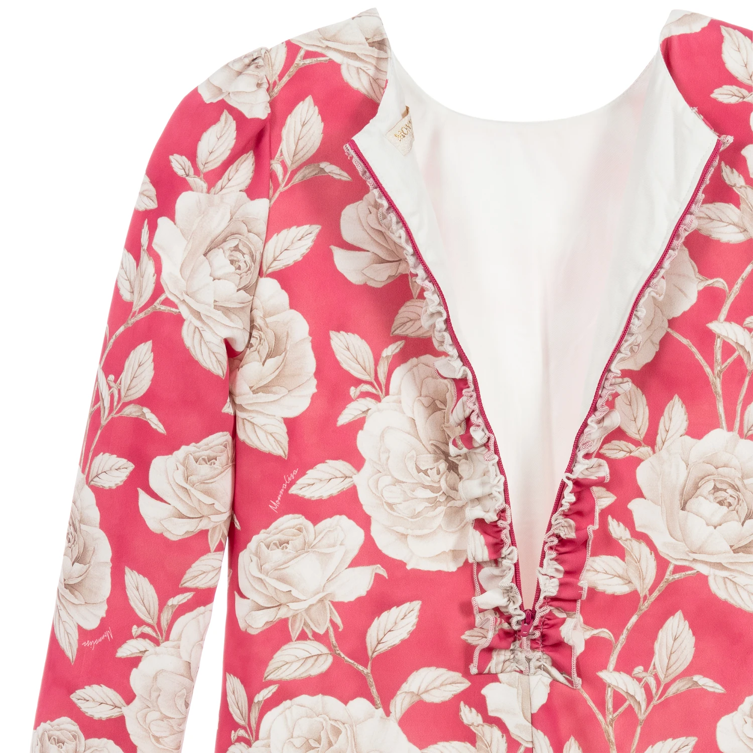 Monnalisa Chic Teen Girls Pink Rose Dress 5 Monnalisa Chic Teen Girls Pink Rose Dress - Image 3