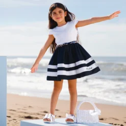 Monnalisa Teen Girls White & Navy Blue Dress -Deals Mirth Garb Store monnalisa teen girls white navy blue dress 503487 f585b8153c260d69e334ebfc2aafbe289f502800 outfit