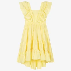 Monnalisa Teen Girls Yellow Cotton Dress