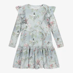 Monnalisa Teen Grey Floral Jersey Dress