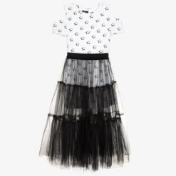Monnalisa Teen White & Black Dress
