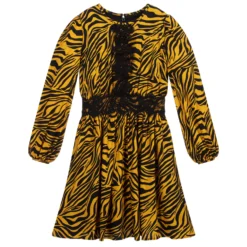 Monnalisa Teen Yellow Zebra Print Dress