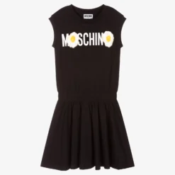 Moschino Kid-Teen Teen Black Egg Logo Dress