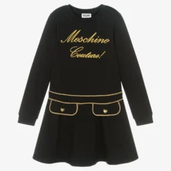 Moschino Kid-Teen Teen Girls Black Logo Dress