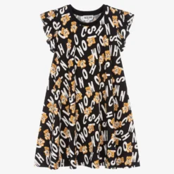 Moschino Kid-Teen Teen Girls Black & White Logo Dress
