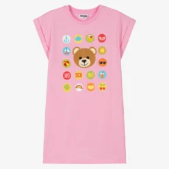 Moschino Kid-Teen Teen Girls Pink Crystal Teddy Bear Dress