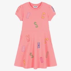Moschino Kid-Teen Teen Girls Pink Jersey Logo Dress
