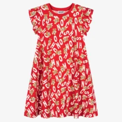 Moschino Kid-Teen Teen Girls Red & White Logo Dress