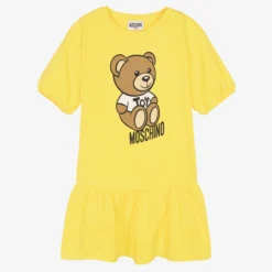 Moschino Kid-Teen Teen Girls Yellow Jersey Logo Dress