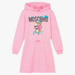 Moschino Kid-Teen Teen Pink Logo Hooded Dress