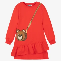 Moschino Kid-Teen Teen Red Teddy Bag Dress