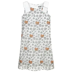 Moschino Kid-Teen Teen White Daisy Logo Dress