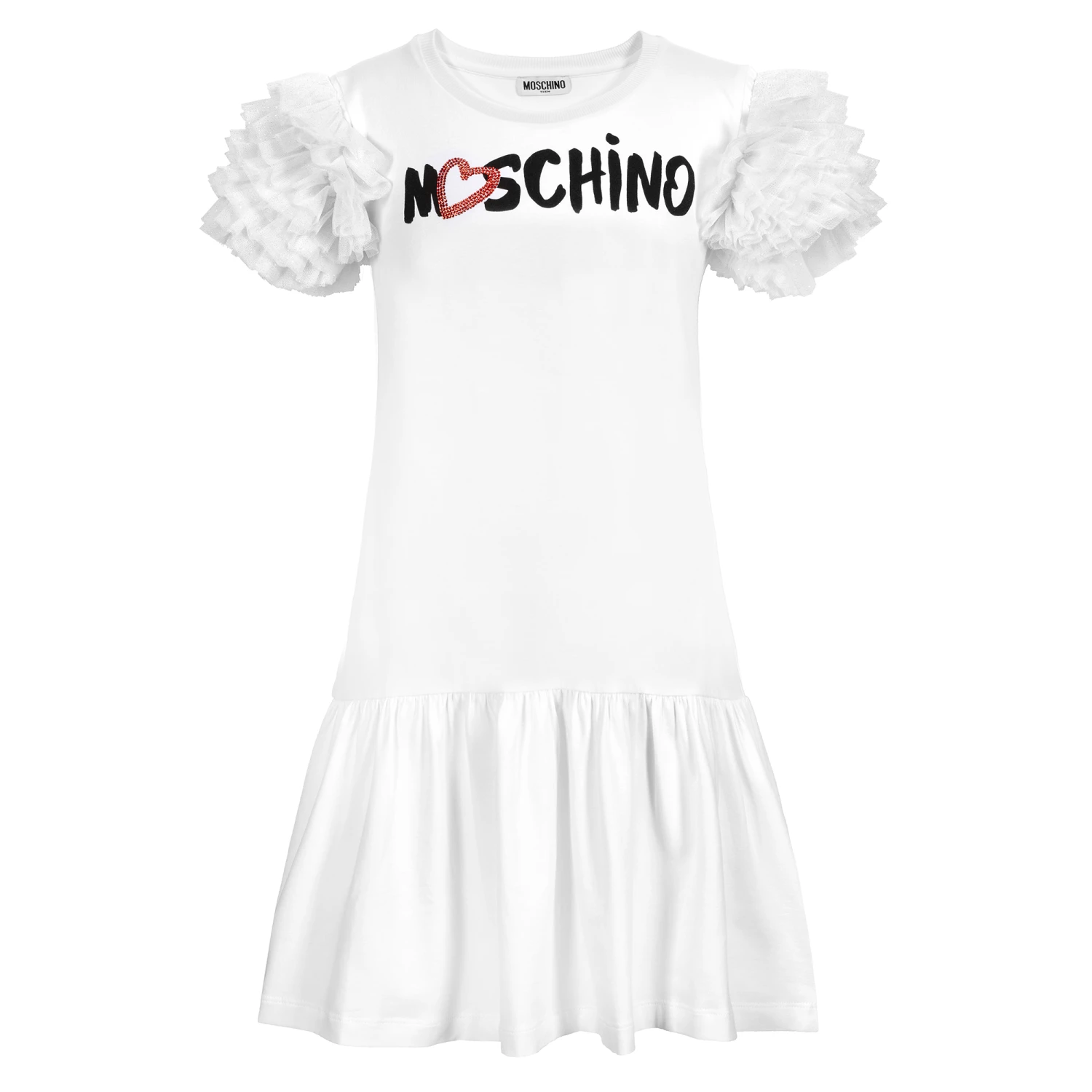 Moschino Kid-Teen Teen White Logo Dress 3 Moschino Kid-Teen Teen White Logo Dress