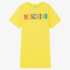 Moschino Kid-Teen Teen Yellow Cotton Logo Dress