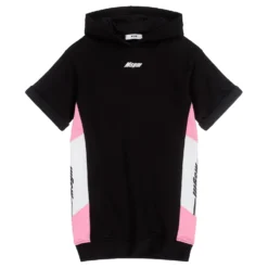 MSGM Teen Black Logo Hoodie Dress