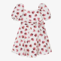 MSGM Teen Girls White & Pink Flower Dress
