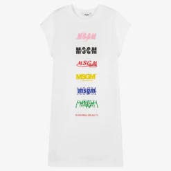 MSGM Teen Girls White T-Shirt Dress