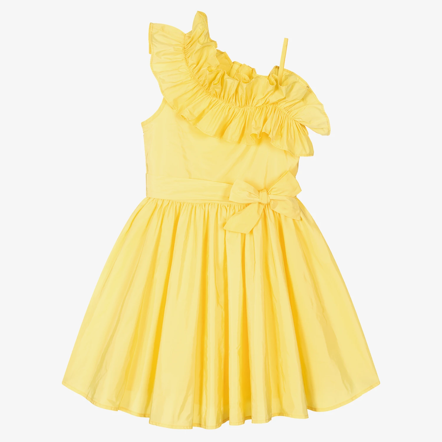 MSGM Teen Girls Yellow Taffeta Ruffle Dress 3 MSGM Teen Girls Yellow Taffeta Ruffle Dress