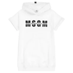 MSGM Teen White Logo Hoodie Dress