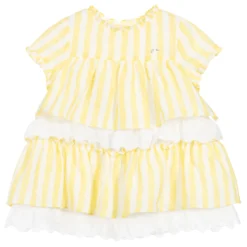 Nanos Baby Girls Linen & Lace Dress