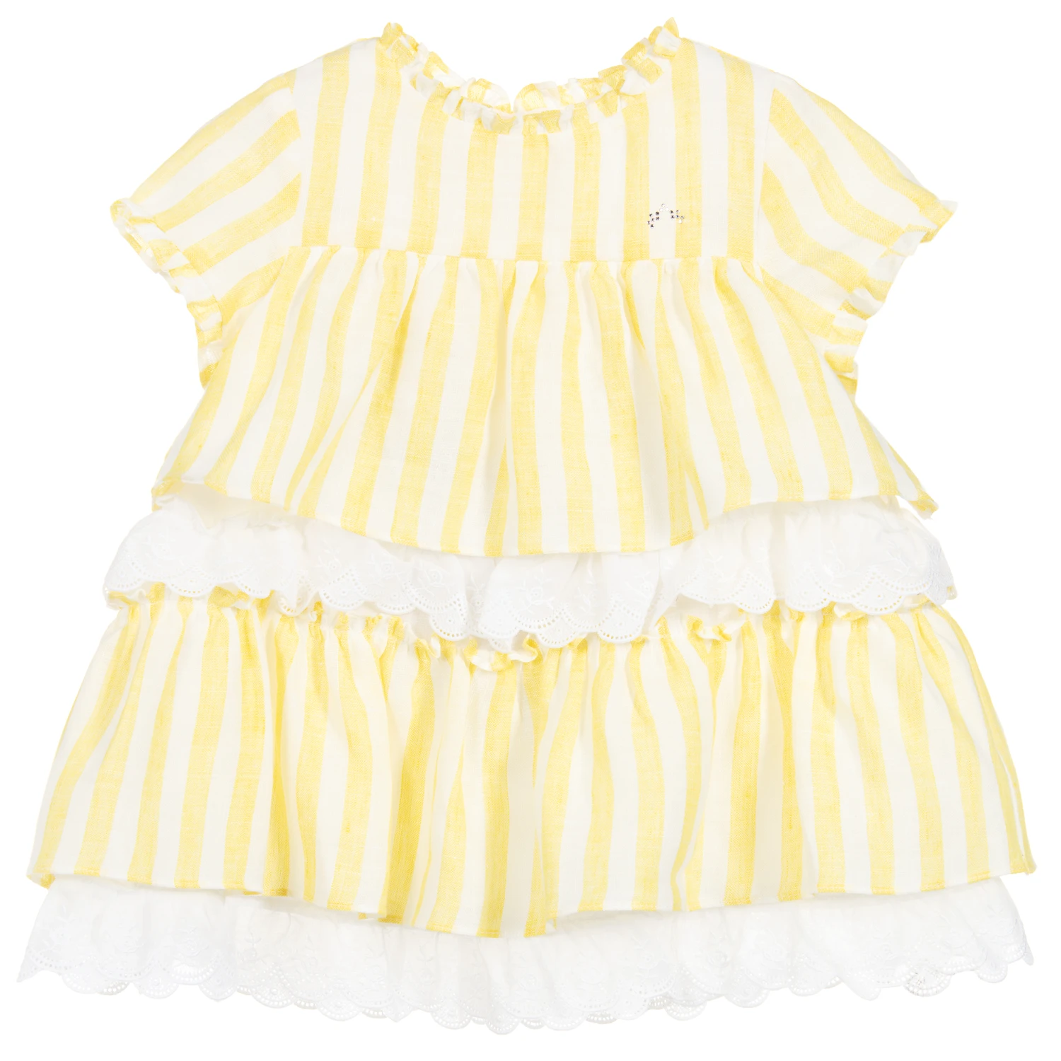 Nanos Baby Girls Linen & Lace Dress 3 Nanos Baby Girls Linen & Lace Dress