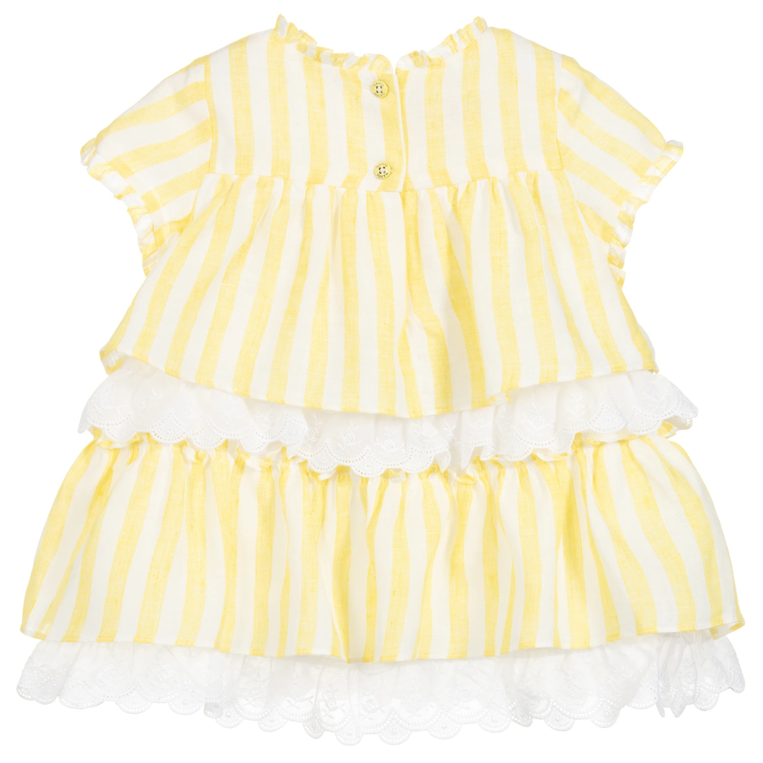 Nanos Baby Girls Linen & Lace Dress 4 Nanos Baby Girls Linen & Lace Dress - Image 2