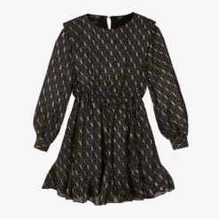 NIK&NIK Teen Black & Gold Logo Dress