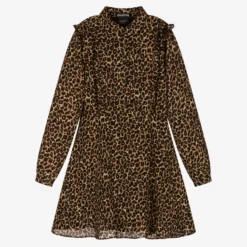 NIK&NIK Teen Girls Brown Leopard Dress