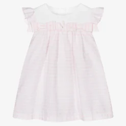 Patachou Pink Striped Cotton Baby Dress