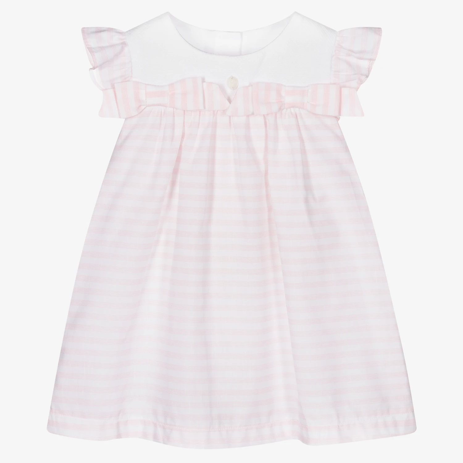Patachou Pink Striped Cotton Baby Dress 3 Patachou Pink Striped Cotton Baby Dress
