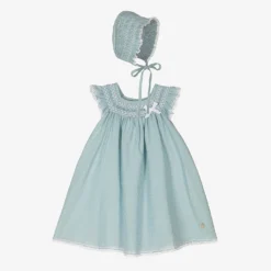 Paz Rodriguez Baby Girls Blue Cotton Dress Set
