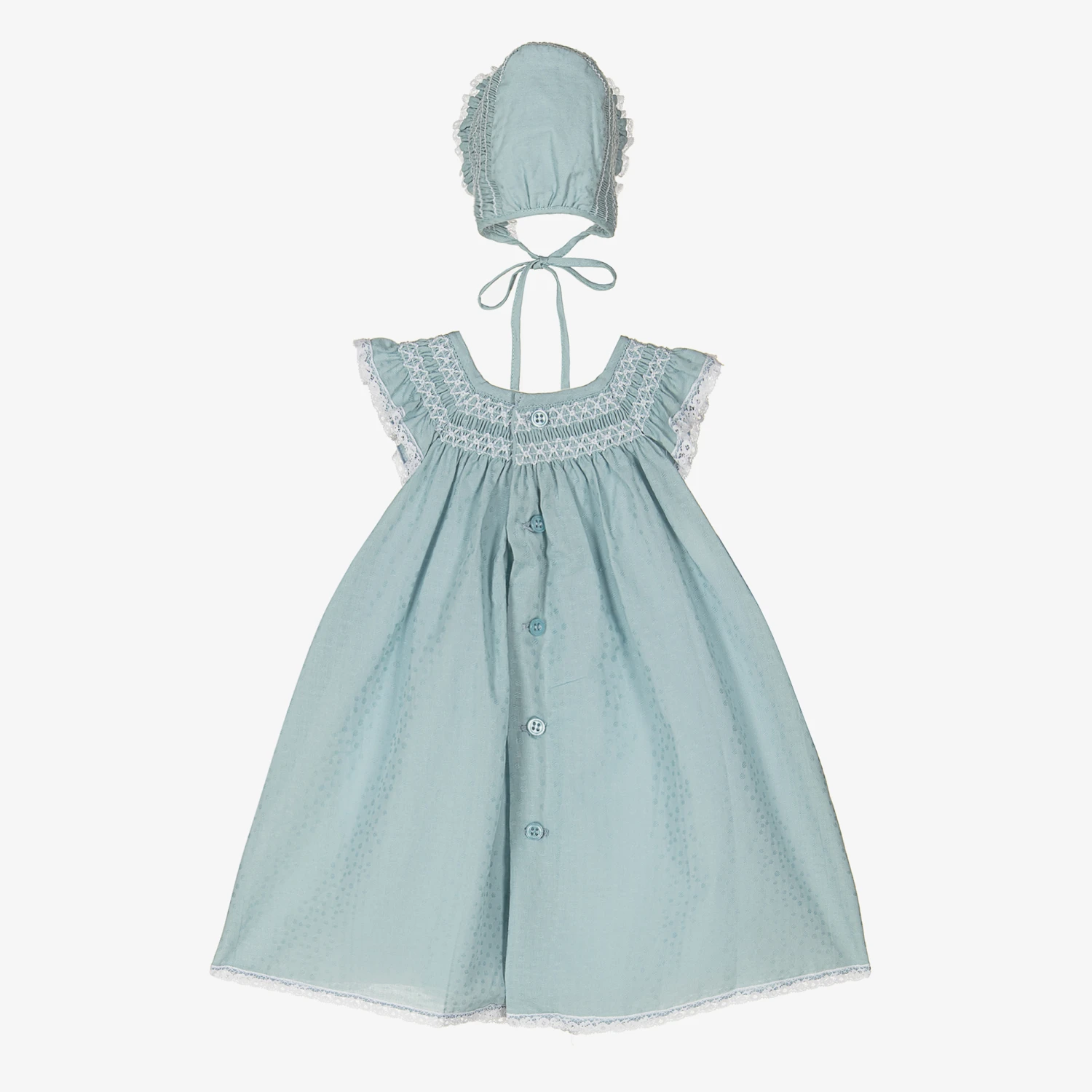 Paz Rodriguez Baby Girls Blue Cotton Dress Set 5 Paz Rodriguez Baby Girls Blue Cotton Dress Set - Image 3