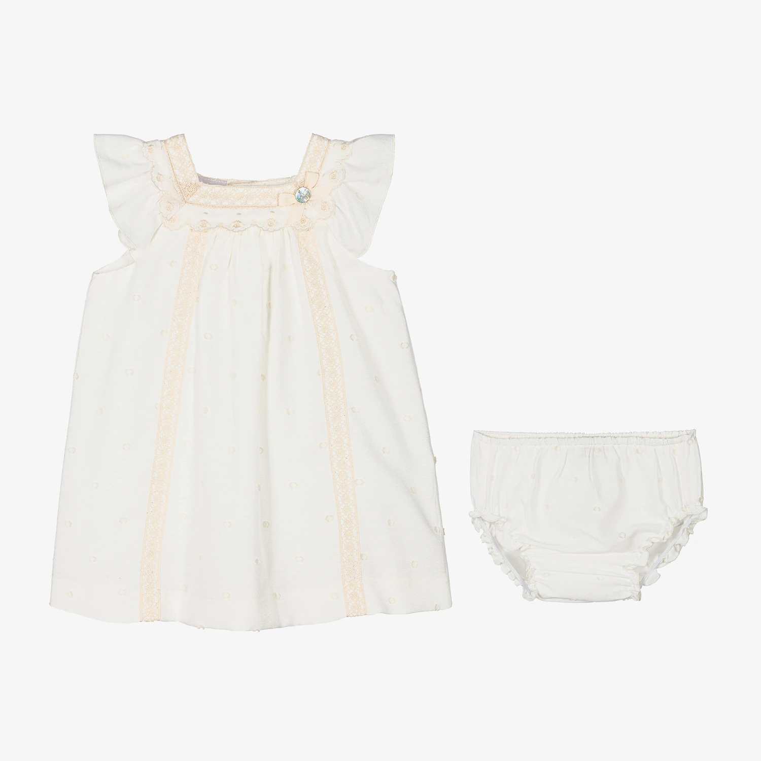 Paz Rodriguez Baby Girls Ivory Lace Trim Dress 6 Paz Rodriguez Baby Girls Ivory Lace Trim Dress - Image 4