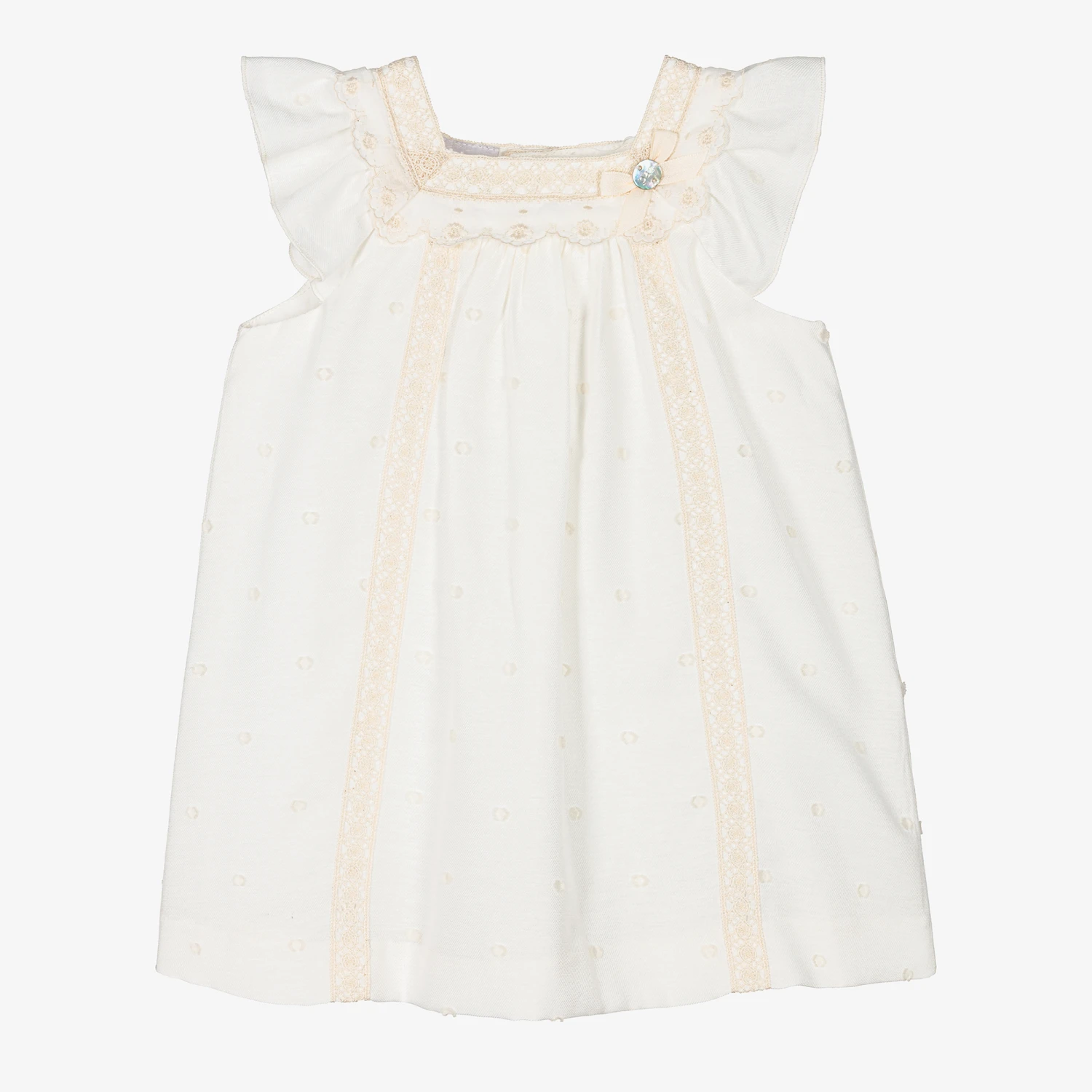Paz Rodriguez Baby Girls Ivory Lace Trim Dress 3 Paz Rodriguez Baby Girls Ivory Lace Trim Dress