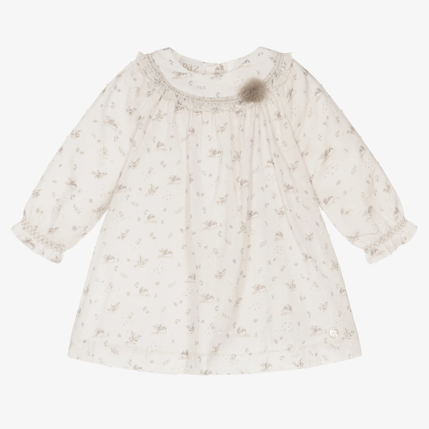 Paz Rodriguez Girls Beige Hedgehog Dress 3 Paz Rodriguez Girls Beige Hedgehog Dress