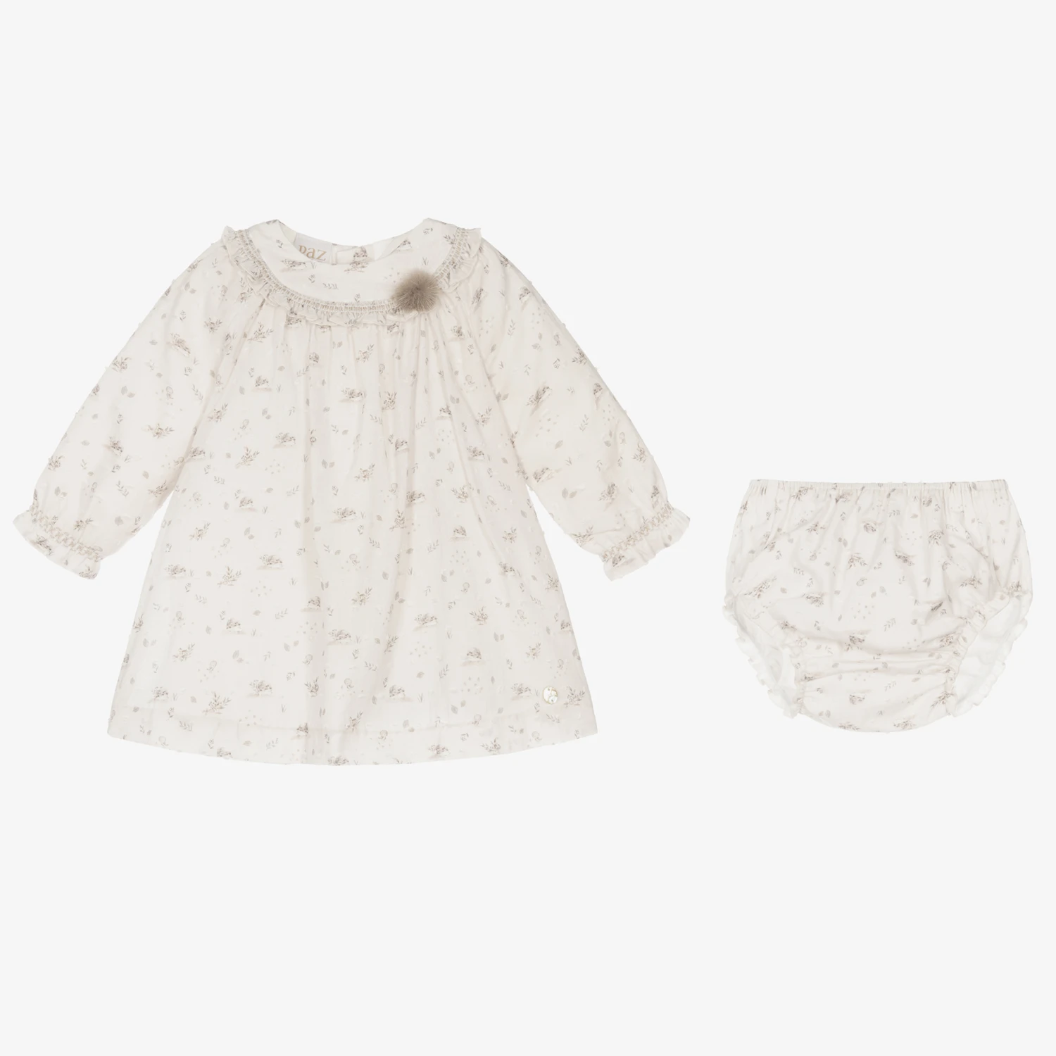 Paz Rodriguez Girls Beige Hedgehog Dress 5 Paz Rodriguez Girls Beige Hedgehog Dress - Image 3