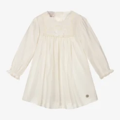 Paz Rodriguez Ivory Smocked Cotton Dress
