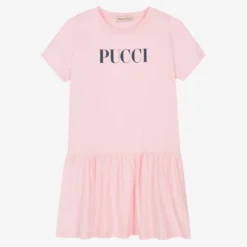PUCCI Teen Girls Pink Cotton Logo Dress