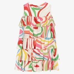 PUCCI Teen Girls White Marmo Tiered Dress