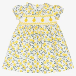Rachel Riley Baby Girls Yellow Lemon Smocked Dress