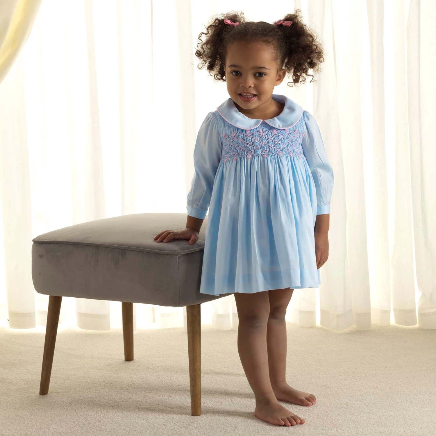 Rachel Riley Blue Hand-Smocked Dress 4 Rachel Riley Blue Hand-Smocked Dress - Image 2